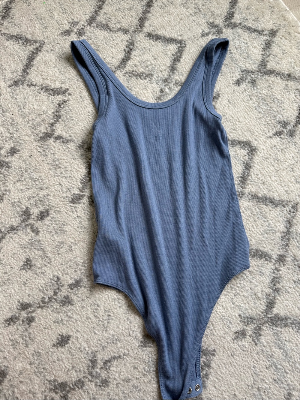 Blue Ribbed Tank One-Piece Bodysuit - Picture 3 of 4